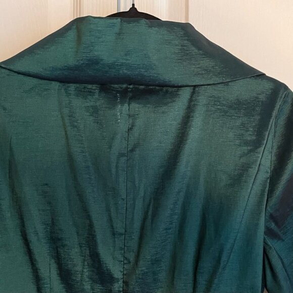 ALEX EVENING WOMENS BLOUSE, TAFFETA, DEEP GREEN, size 1X - Picture 5 of 7